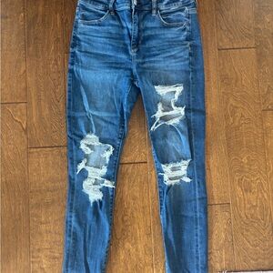 American Eagle Outfitters Blue Distressed Skinny Jeans